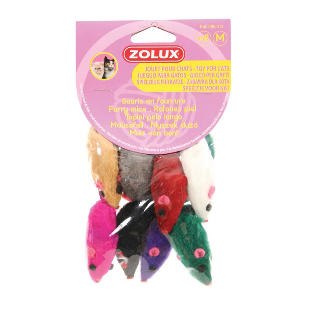 Zolux - 8 souris en fourrure, multi couleur jouet pour chat - Image 2