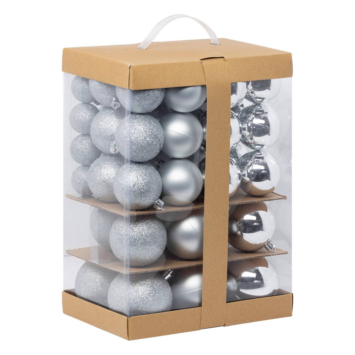 Fééric Lights & Christmas - Déco de sapin Lot de 60 Boules de Noël de 4 à 8 cm - Argent - Imagen 1