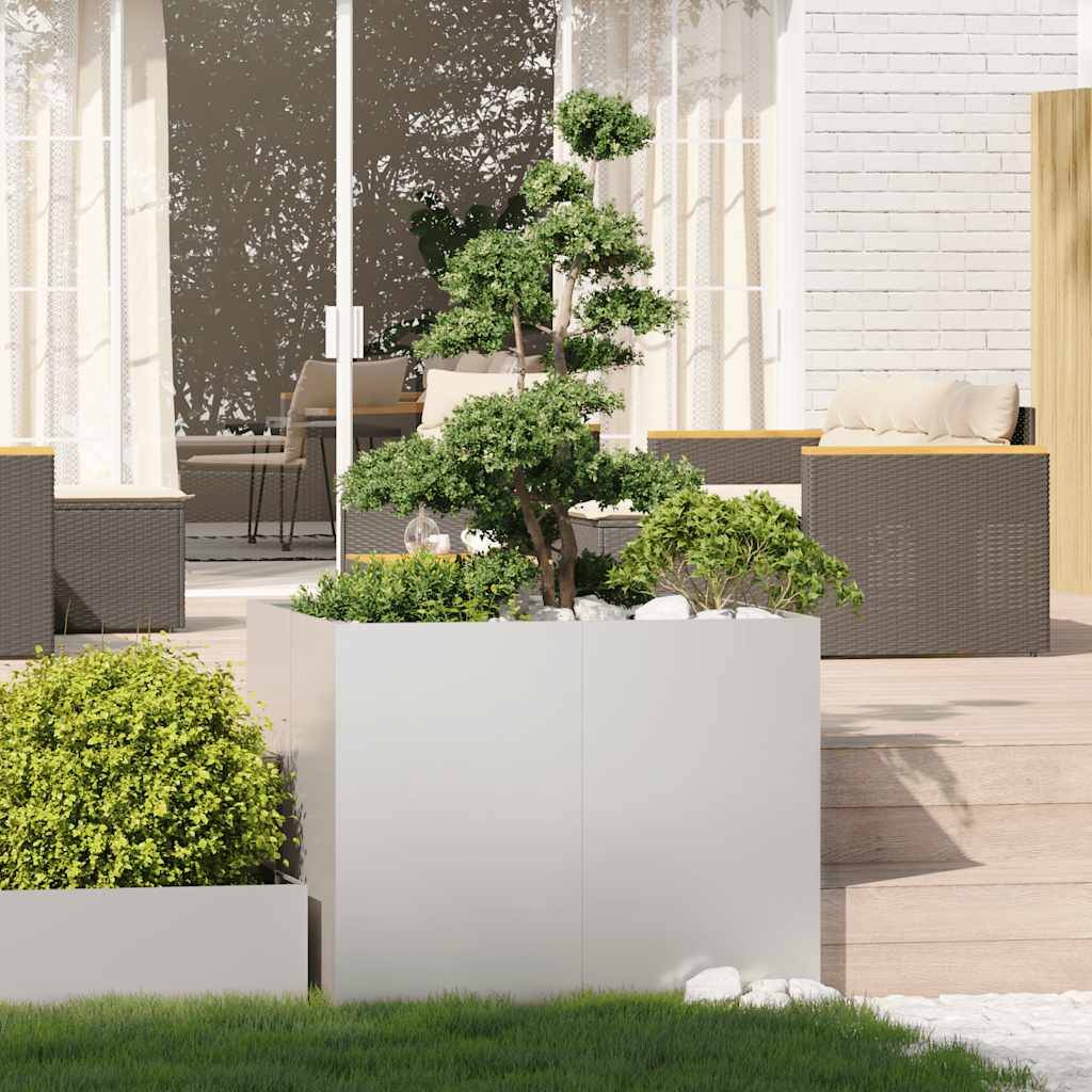 Jardinière acier inoxydable argenté 100 x 100 x 80 cm - PANGIVO - Image 3