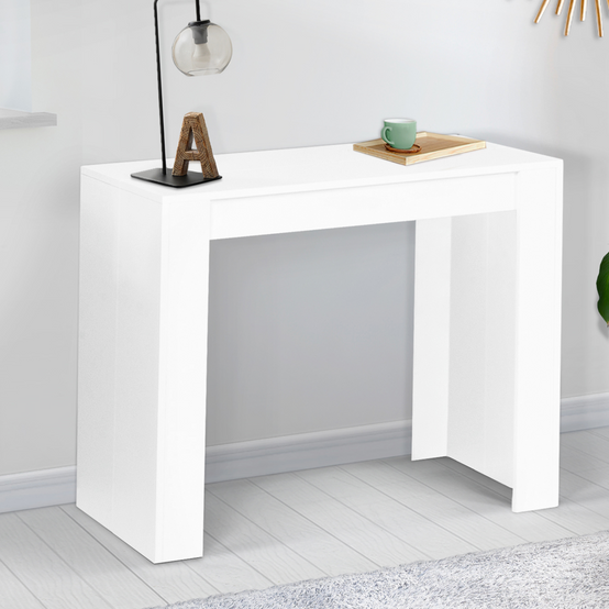Table console extensible ORLANDO 6 personnes 140 cm bois blanc - Image 3