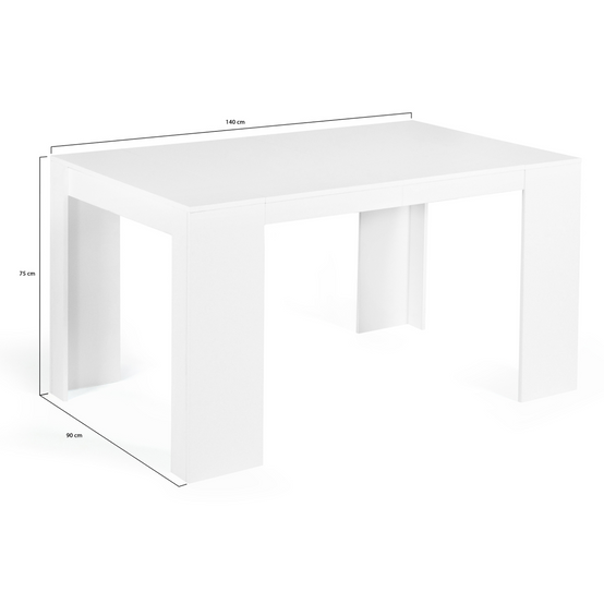 Table console extensible ORLANDO 6 personnes 140 cm bois blanc - Image 6