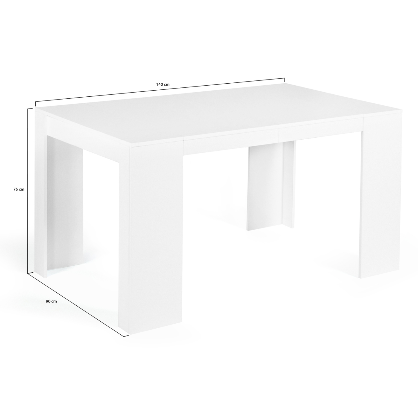 Table console extensible ORLANDO 6 personnes 140 cm bois blanc - Image 6