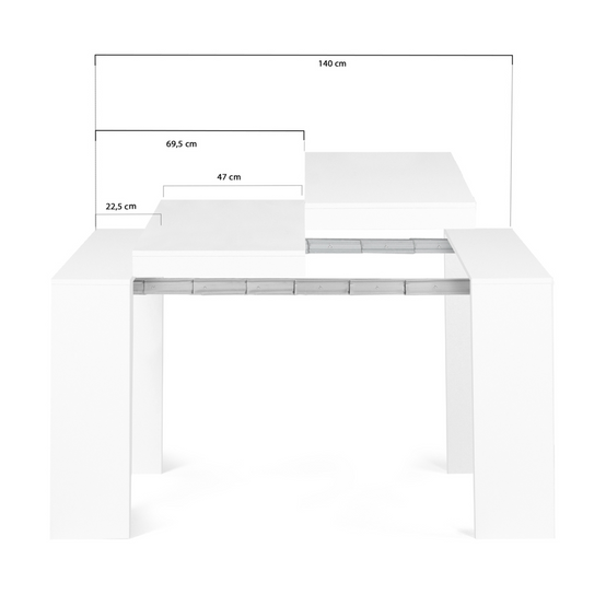 Table console extensible ORLANDO 6 personnes 140 cm bois blanc - Image 4