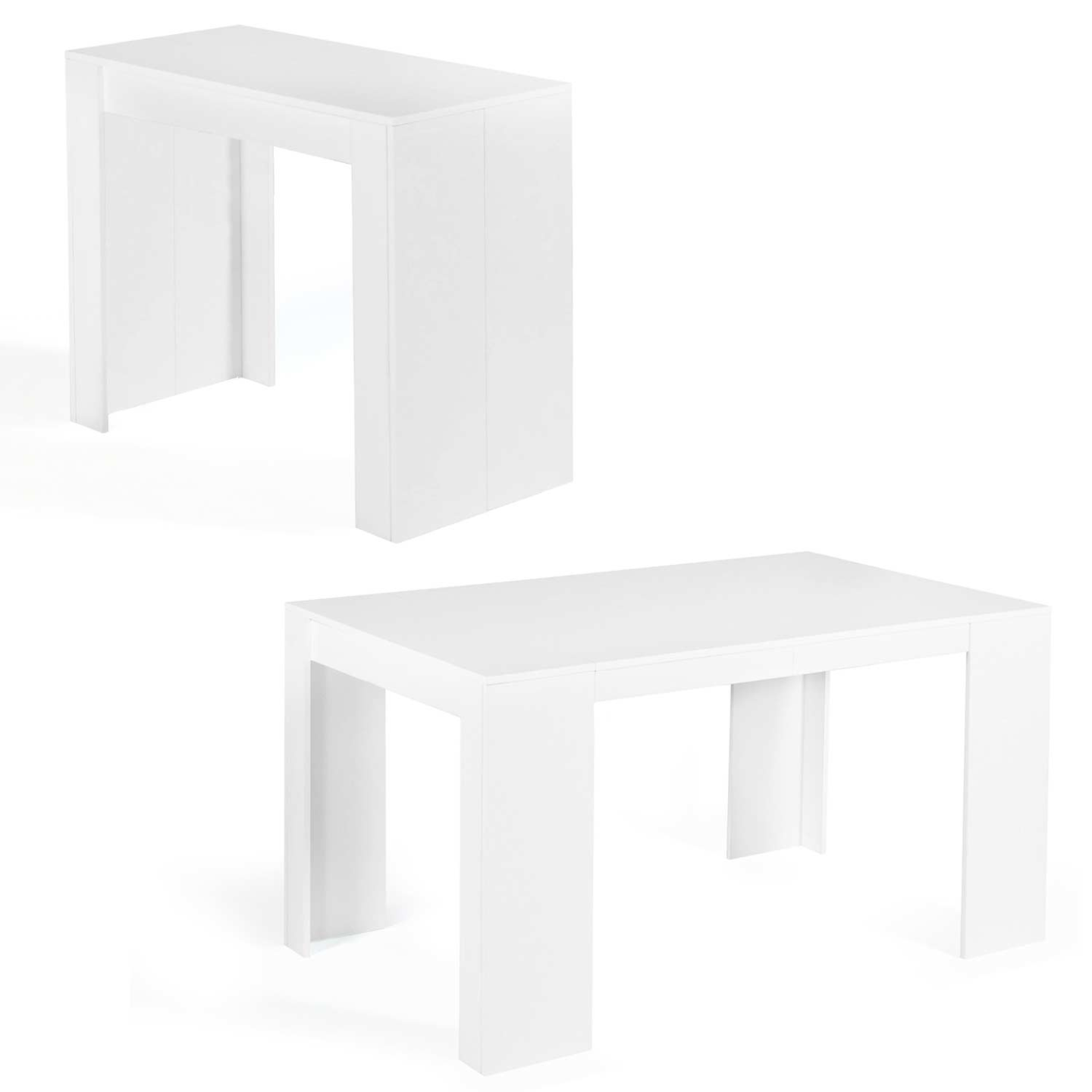Table console extensible ORLANDO 6 personnes 140 cm bois blanc - Image 2