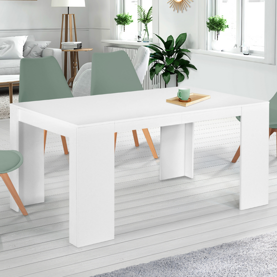 Table console extensible ORLANDO 6 personnes 140 cm bois blanc - Image 1
