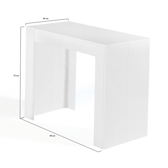 Table console extensible ORLANDO 6 personnes 140 cm bois blanc - Image 5