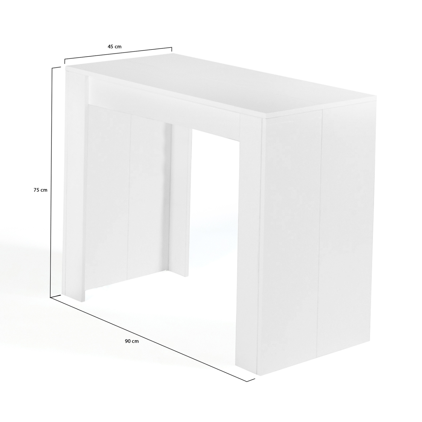 Table console extensible ORLANDO 6 personnes 140 cm bois blanc - Image 5