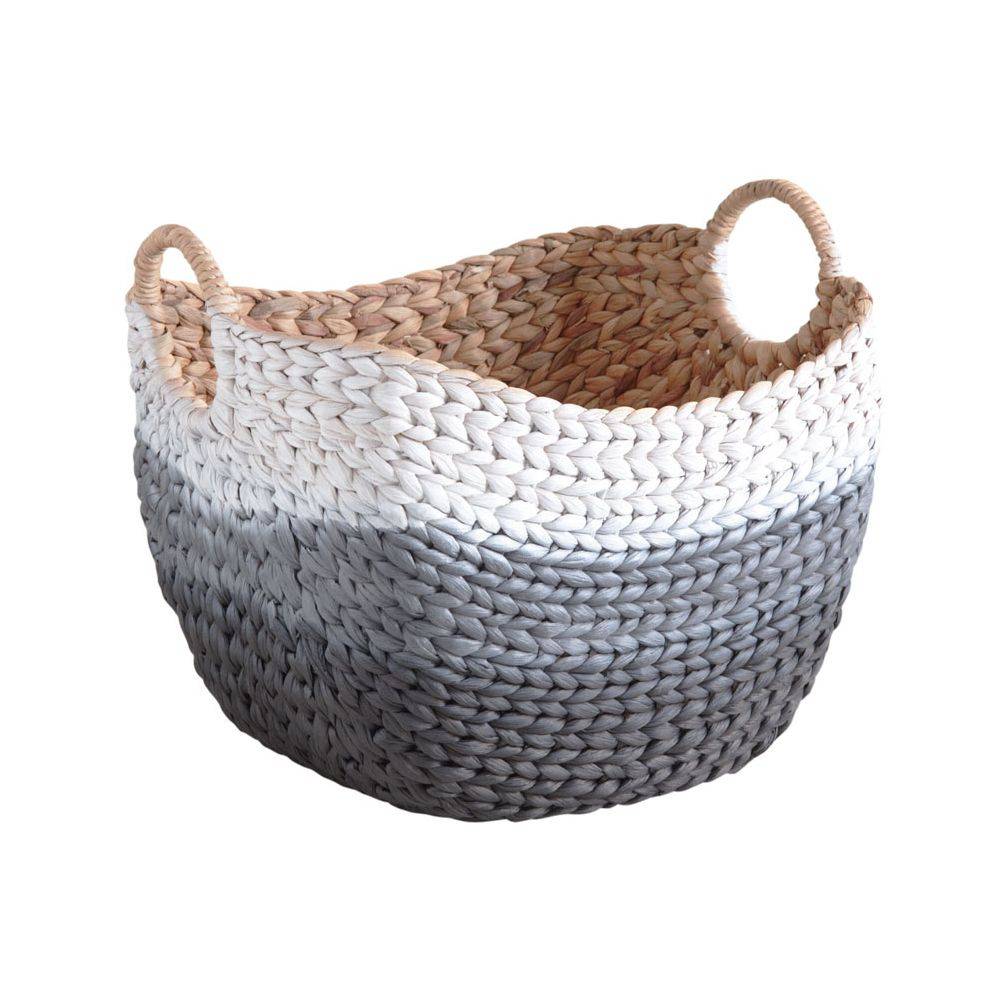 Aubry Gaspard - Corbeilles en jacinthe peinte grises et blanches Tie and Die (Lot de 3) - Imagen 2
