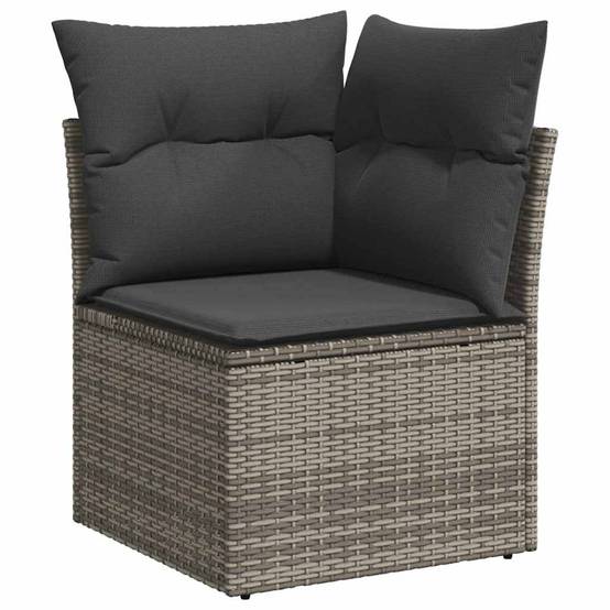 Salon de jardin 4 places 5 pcs en poly rotin avec table et coussins Gris – ComfortXL Outdoor Living - Image 6