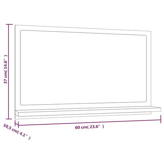 Helloshop26 - Miroir de bain 60 x 10,5 x 37 cm bois d'ingénierie marron - Imagen 4