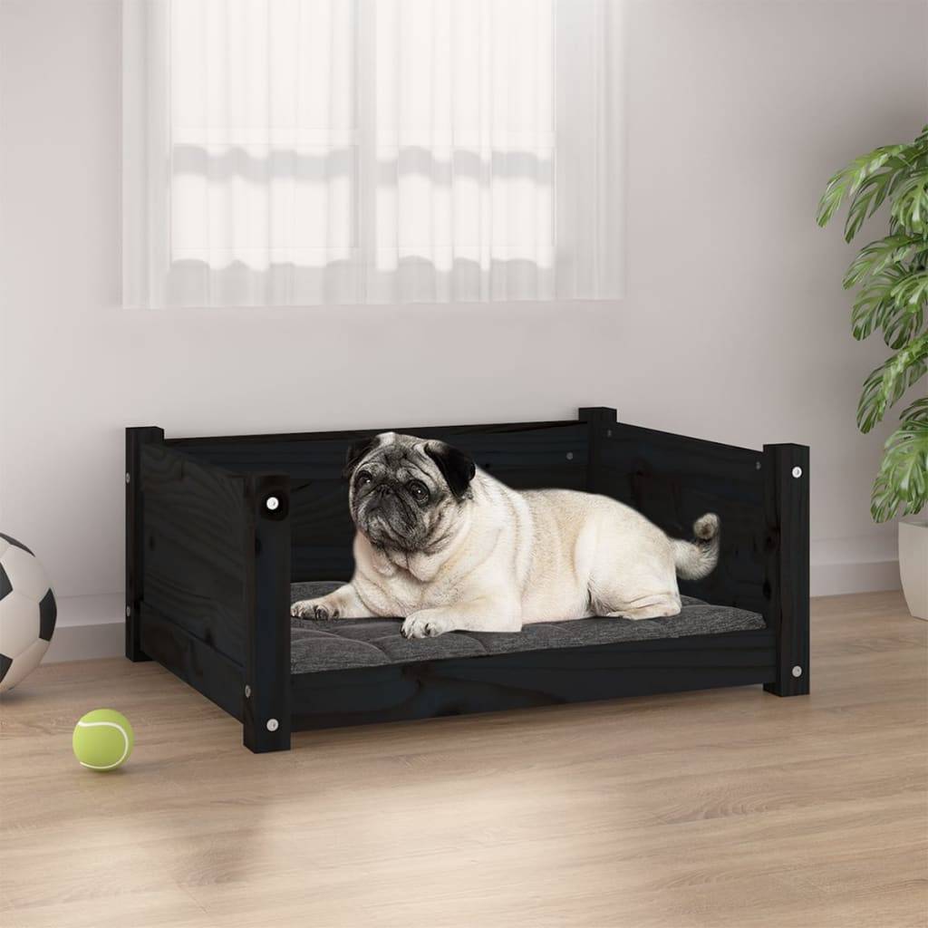 Vidaxl - Lit pour chien Noir 65,5x50,5x28 cm Bois de pin solide vidaXL 821451 - Imagen 1