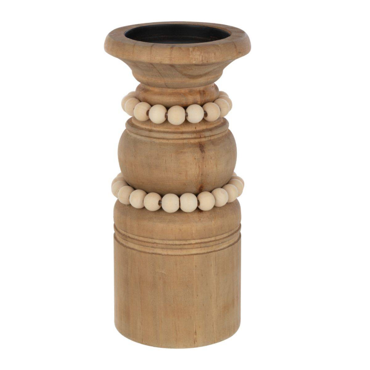 Bougeoir Déco en Pin "Pila" 23cm Naturel - Image 1