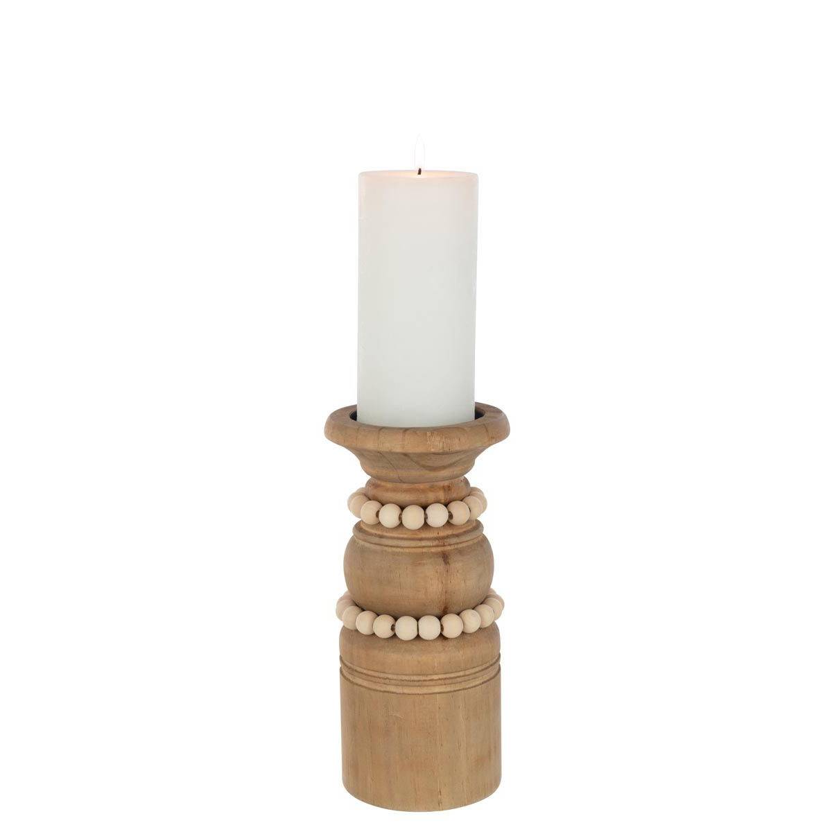 Bougeoir Déco en Pin "Pila" 23cm Naturel - Image 3