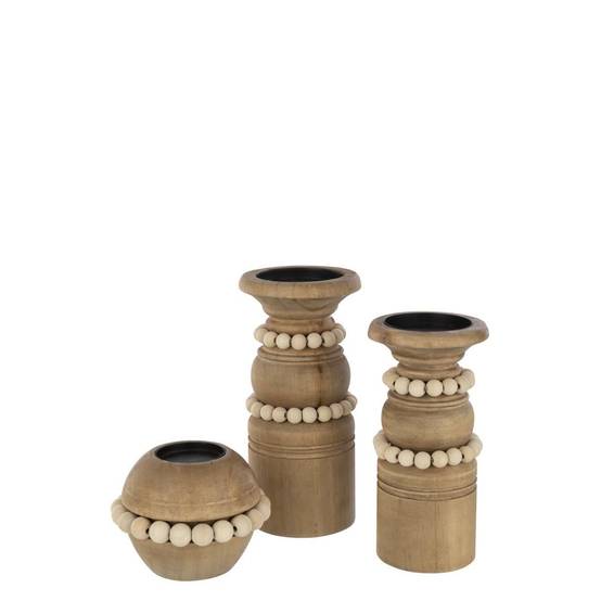 Bougeoir Déco en Pin "Pila" 23cm Naturel - Image 6