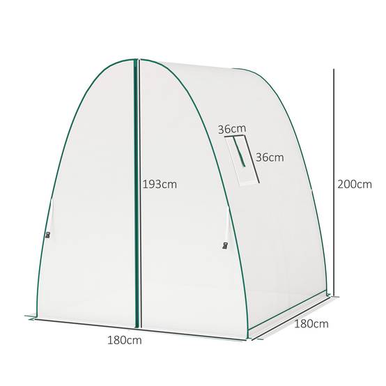 ComfortXL - Serre tunnel PE toit gothique extérieur aération optimale 180x180x200cm Blanc - ComfortXL Outdoor Living - Image 5