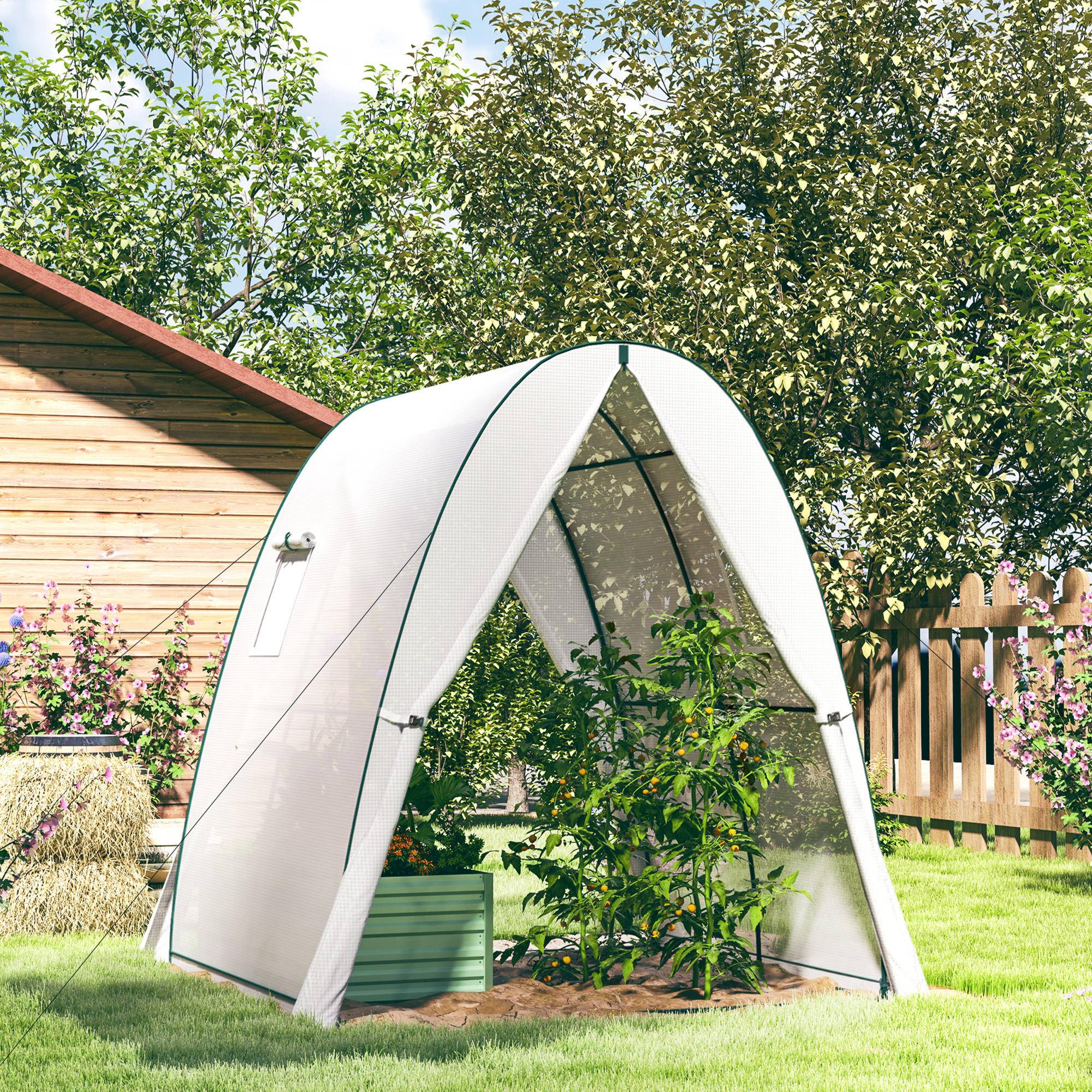ComfortXL - Serre tunnel de jardin PE blanc 180 x 180 x 200 cm 2 portes et fenêtres ventilées - ComfortXL Outdoor Living - Image 1