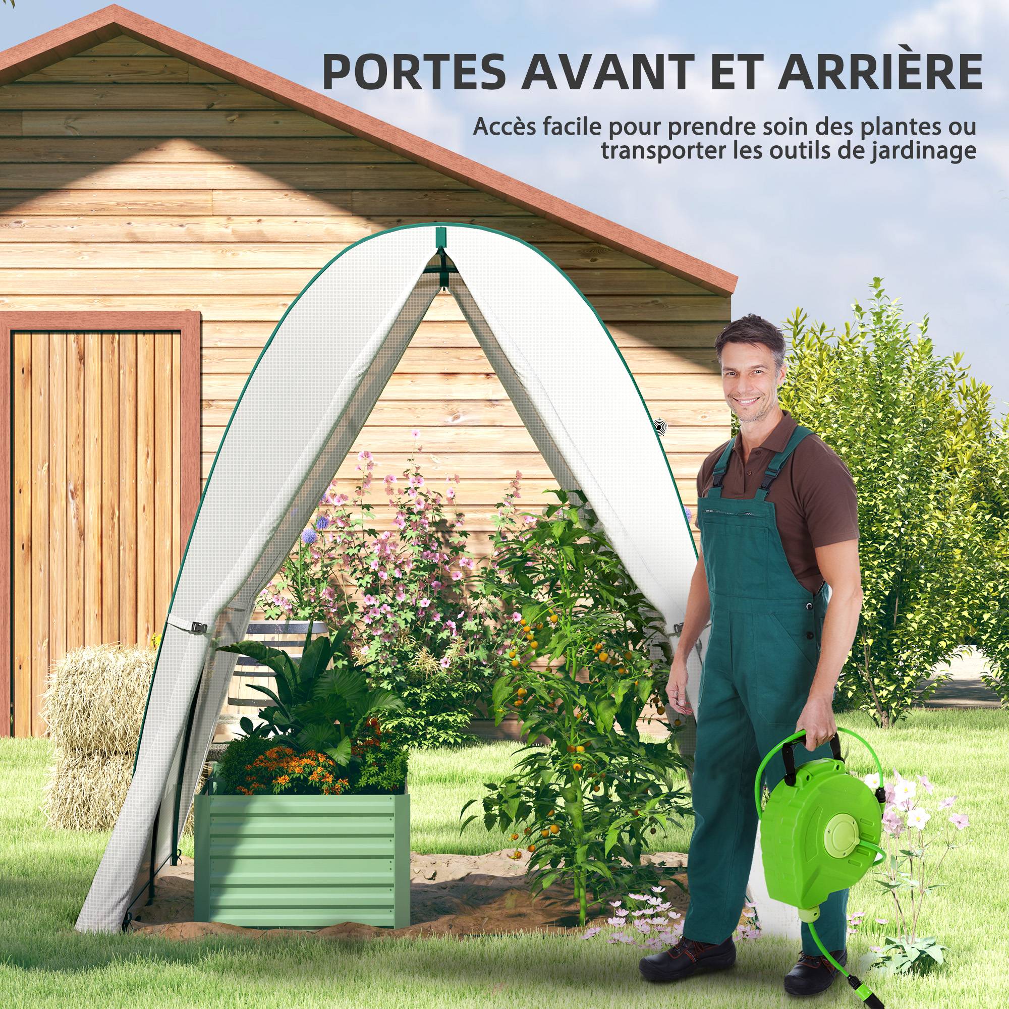 ComfortXL - Serre tunnel PE toit gothique extérieur aération optimale 180x180x200cm Blanc - ComfortXL Outdoor Living - Image 8