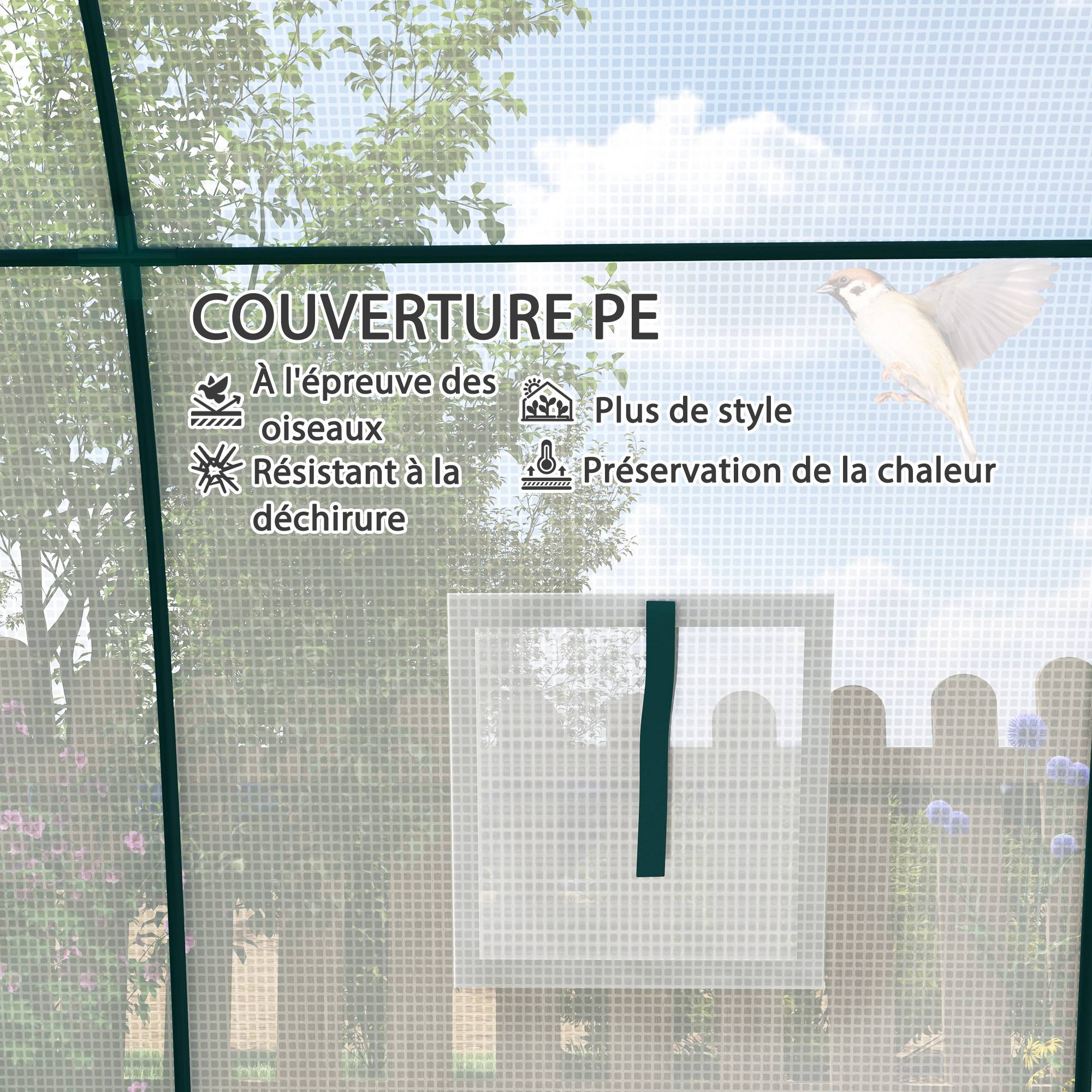 ComfortXL - Serre tunnel PE toit gothique extérieur aération optimale 180x180x200cm Blanc - ComfortXL Outdoor Living - Image 9