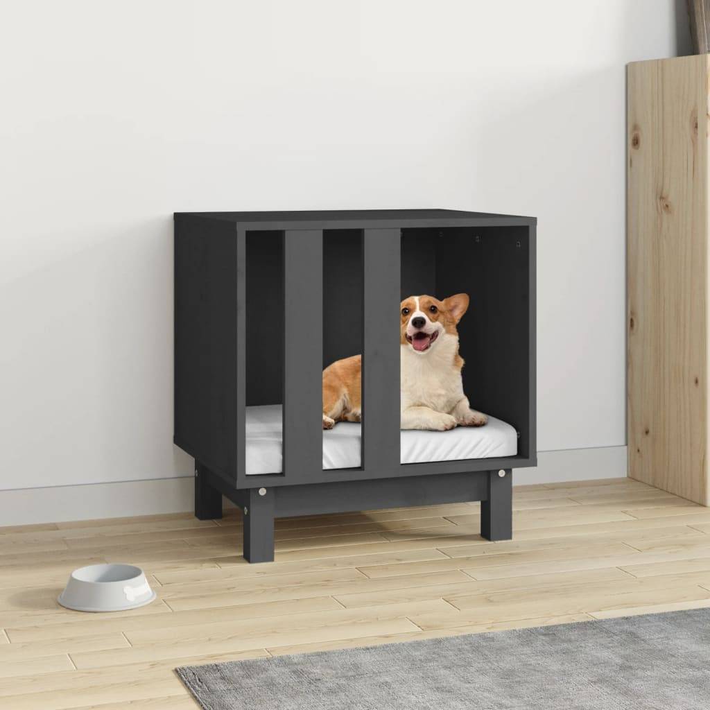 Vidaxl - Niche pour chien Gris 50x40x52 cm Bois de pin massif vidaXL 822473 - Imagen 1