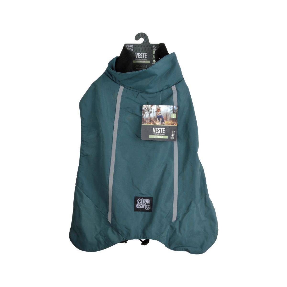 Love Story - Veste Imperméable Chien "Polaire" 40cm Émeraude - Image 9