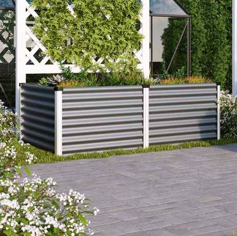 Vitavia - Carré potager Linus 630 – Acier Zincalume H 63 cm, Couleur Vert/Noir - Image 1