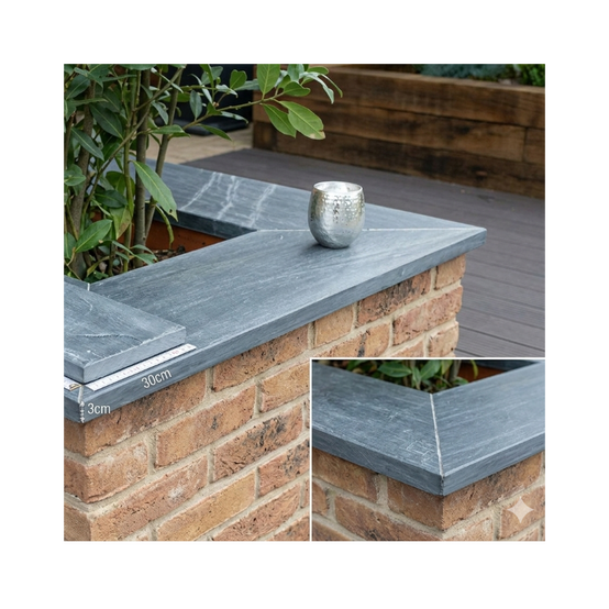 Jardinex - Couvre mur plat ardoise brossée 100 x 30 x 3 cm - Gris (Lot de 3) - Jardinex - Image 3