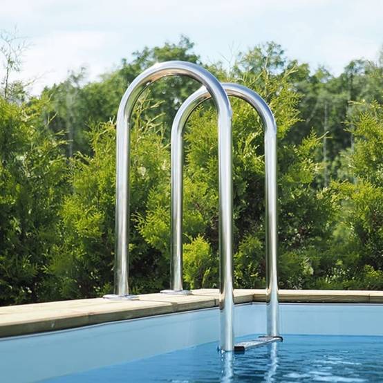 Altanka - Piscine hors sol en bois AQUA 10.2 x 5.2 - H.1.45 m, bleu pâle, fixations à visser - BAS7310OSPL - ALTANKA - Image 8