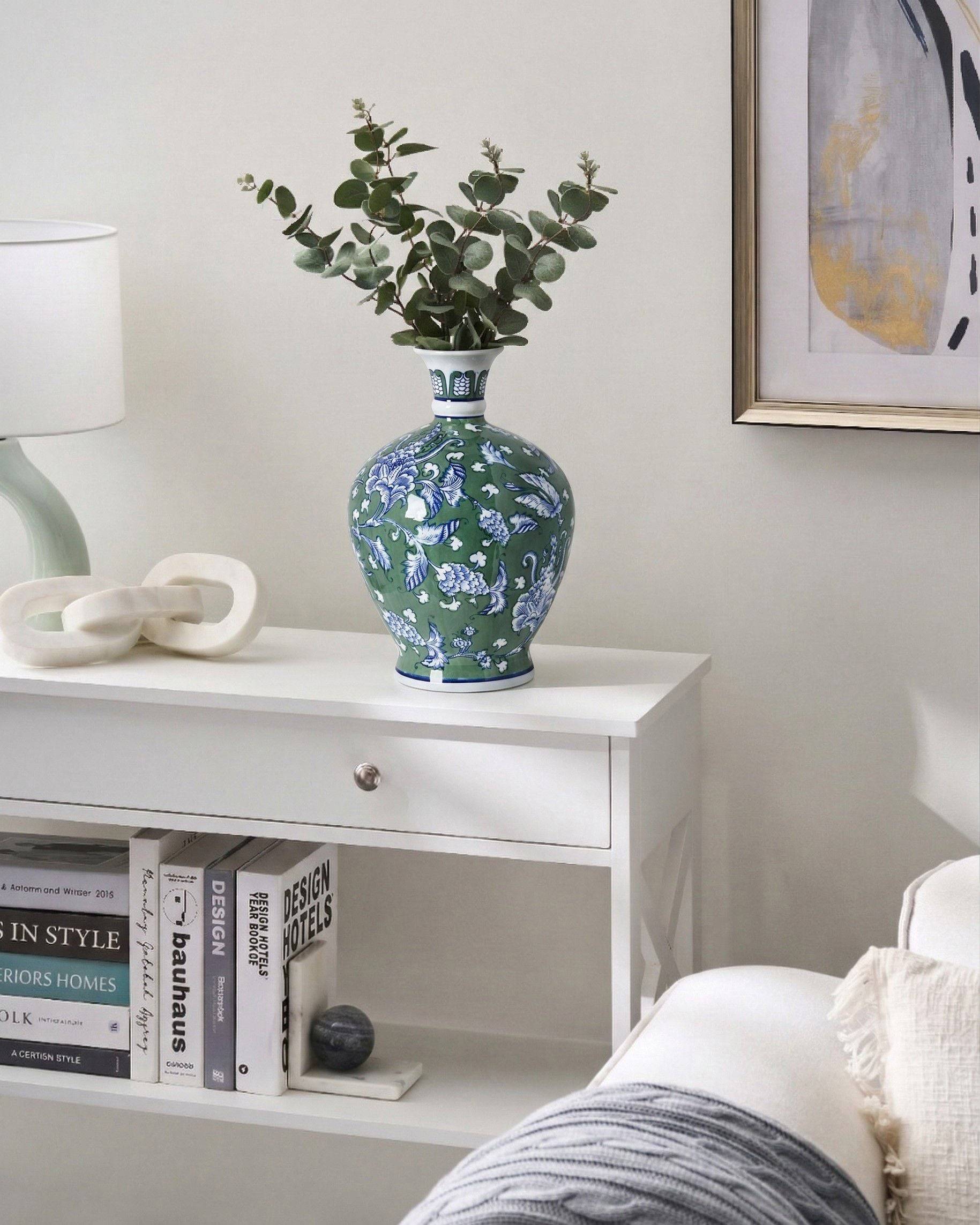 Beliani - Vase à fleurs Porcelaine Vert VALLADOLID - 20x20x36- Beliani - Image 1