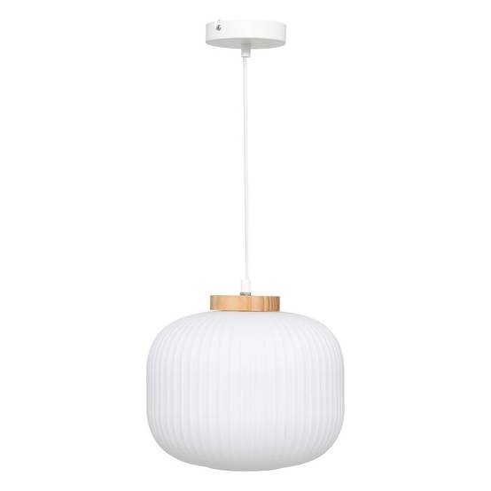 Lampe Suspension en Verre "Travis" 25cm Blanc - Image 1