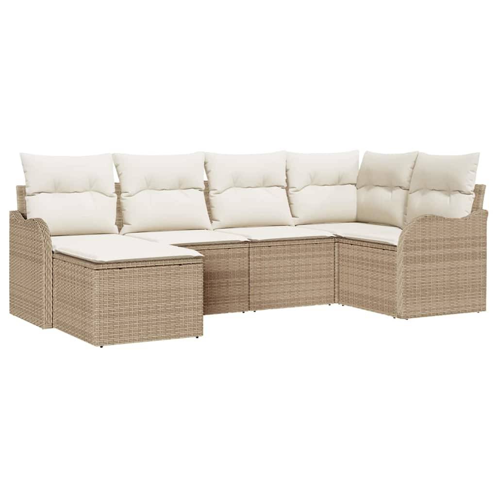ComfortXL - Salon de Jardin 6 Places Polyrotin Tressé Main Modulable avec Pouf pour Patio Beige – ComfortXL Outdoor Living - Image 2