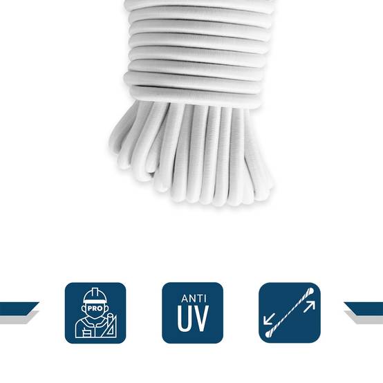 Sandow élastique Blanc 30 mètres 9SW - Qualité PRO - Tendeur pour bâche de diamètre 9 mm TECPLAST - Imagen 3