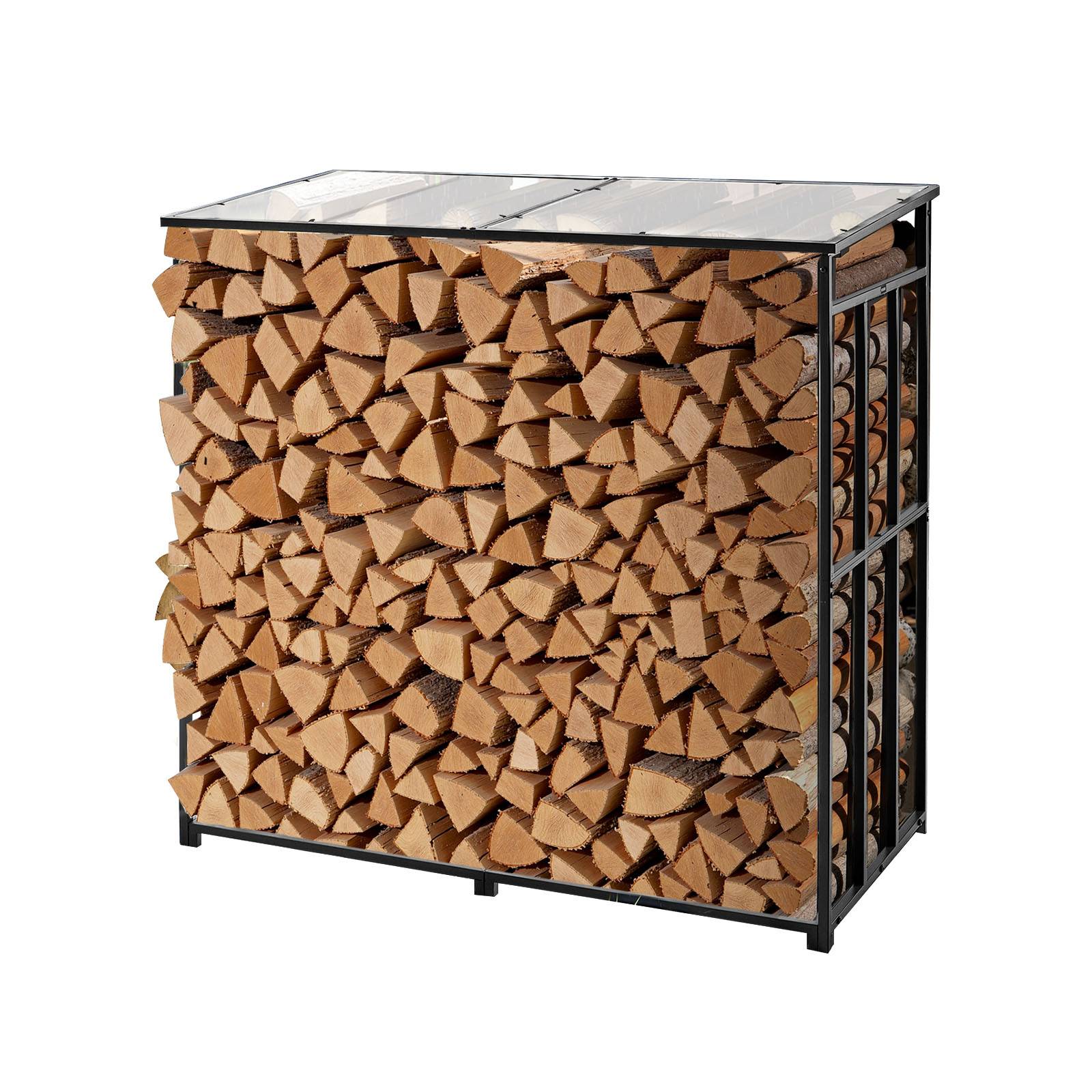 Vevor - VEVOR support à bois 143 x 70 x 143 cm, toit polycarbonate, capacité 0,91 m³, charge 299,4 kg, acier galvanisé thermolaqué.