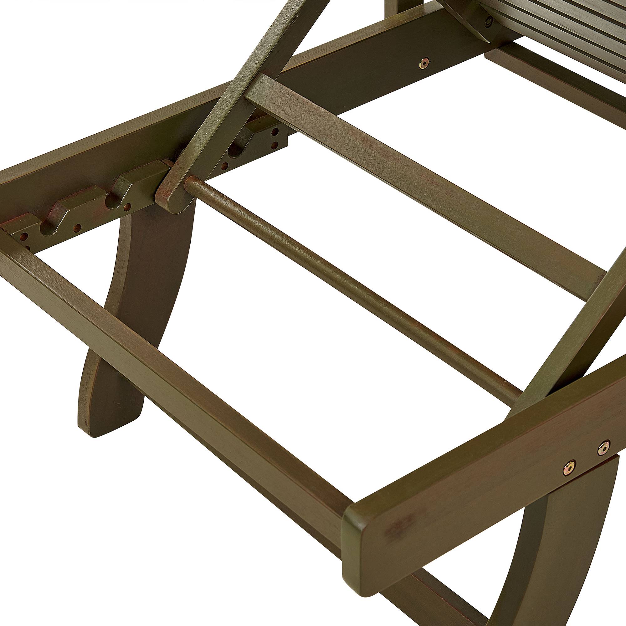 Beliani - Chaise Longue en Bois d'Acacia Foncé à Roues Transat avec Siège Inclinable et Coussin Bleu Rayé pour Terrasse Style Campagne Rustique - Imagen 6
