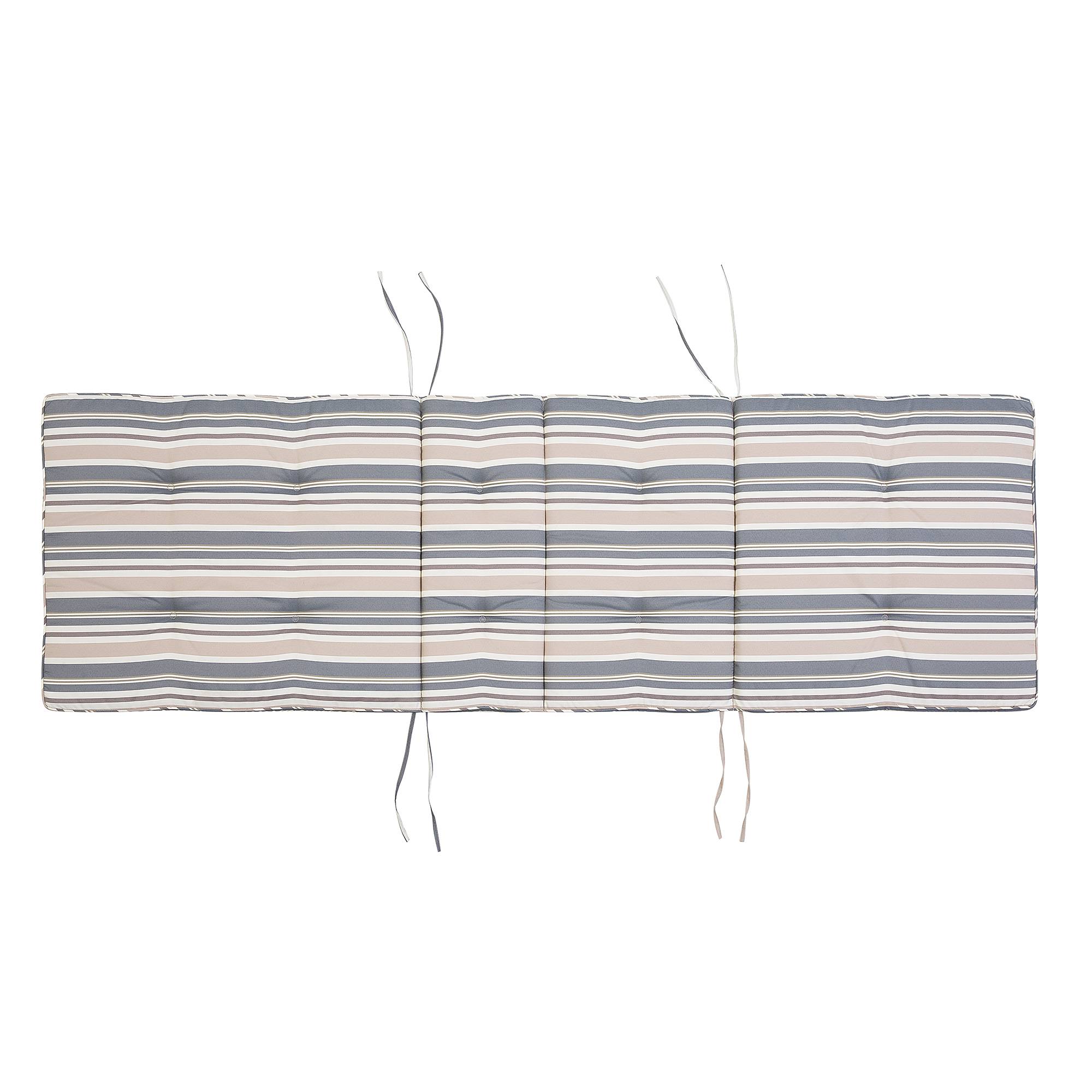 Beliani - Chaise Longue en Bois d'Acacia Foncé à Roues Transat avec Siège Inclinable et Coussin Bleu Rayé pour Terrasse Style Campagne Rustique - Imagen 7