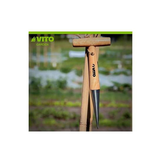 Plantoir à bulbes manche en T Outil de jardin Manche bois Inox Haute qualité VITO - Image 3
