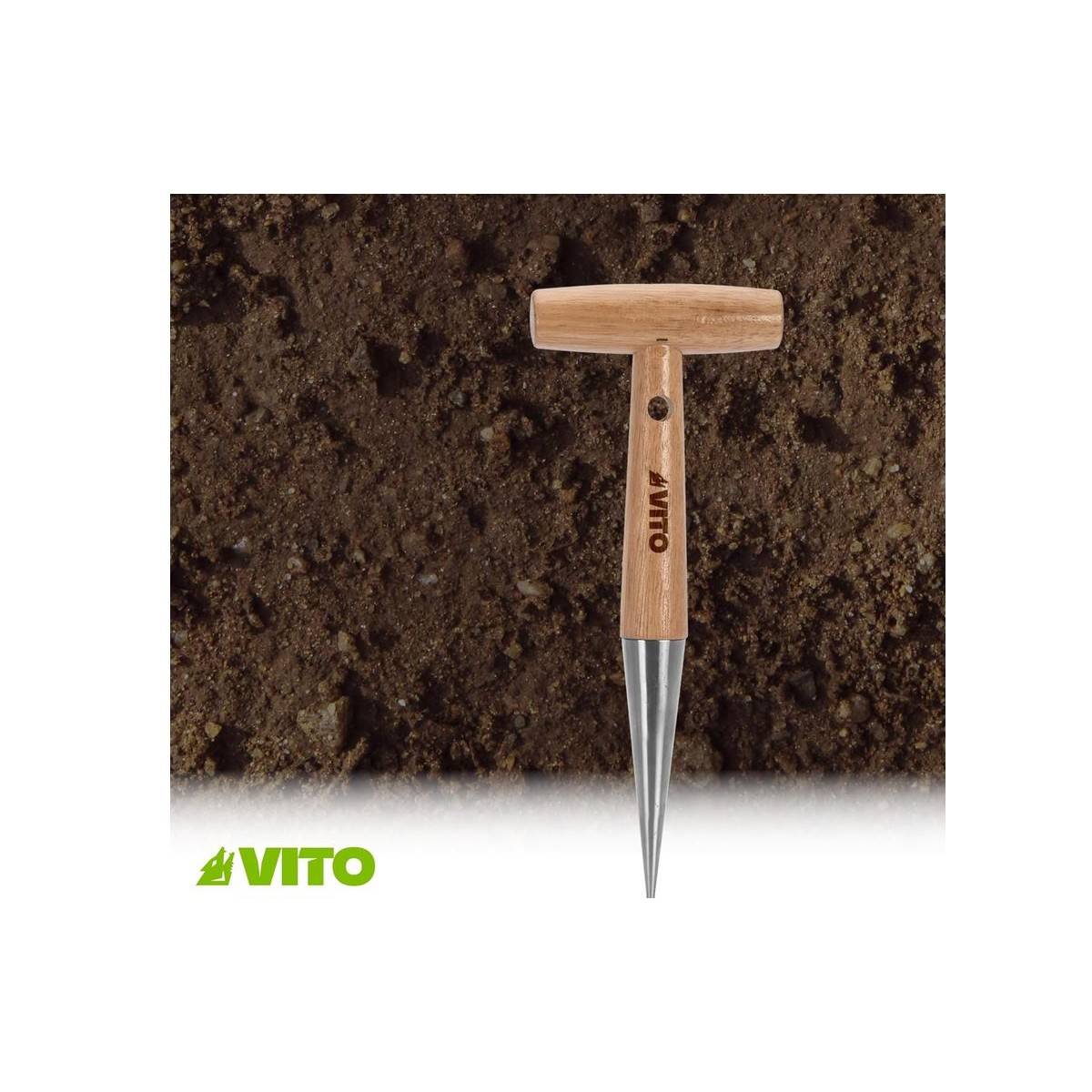 Plantoir à bulbes manche en T Outil de jardin Manche bois Inox Haute qualité VITO - Image 6