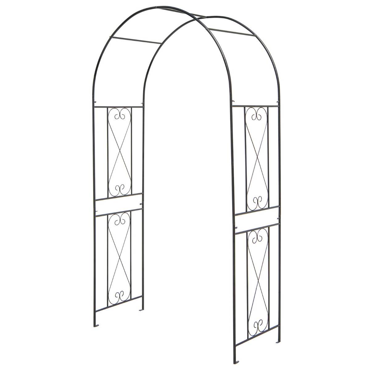 Arche de Jardin Métallique pour Plantes Grimpantes Treillis de Jardin avec Toit Élégant Décorative 120 x 56 x 220 cm Noir MAISON CHIC - Image 3
