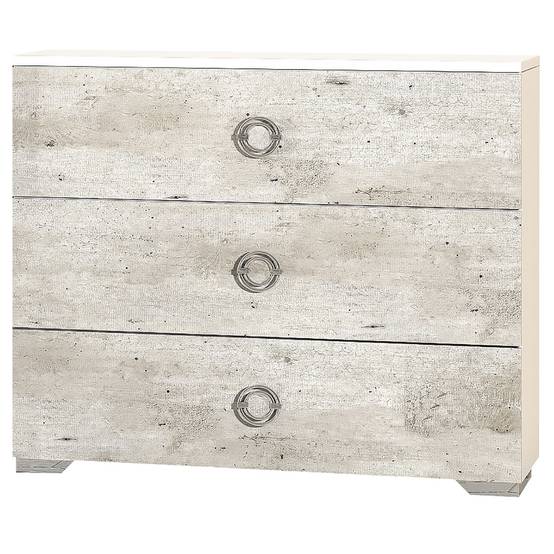 Commode 3 Tiroirs avec Poignées Chromées - GOYA - Image 1