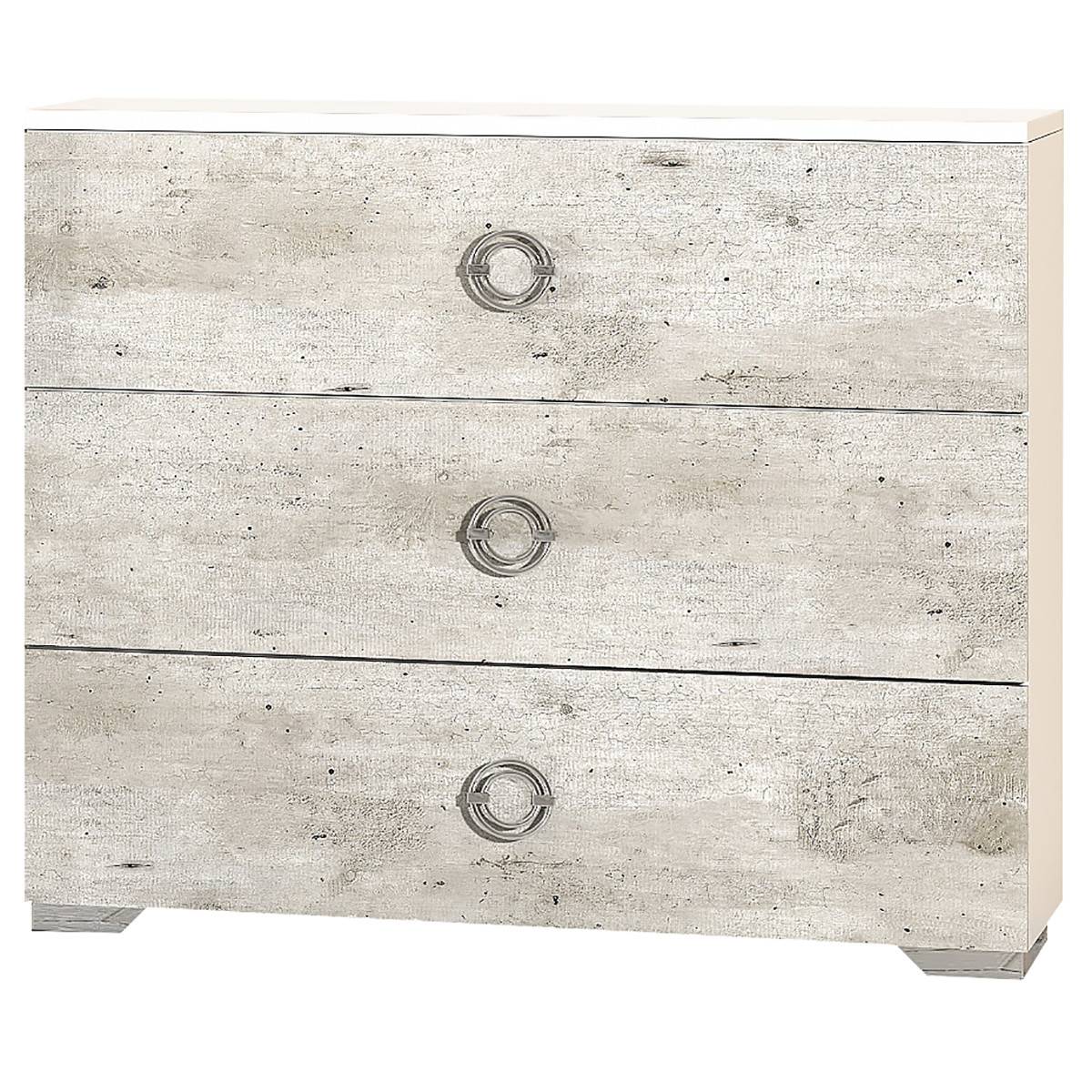 Commode 3 Tiroirs avec Poignées Chromées - GOYA - Image 1