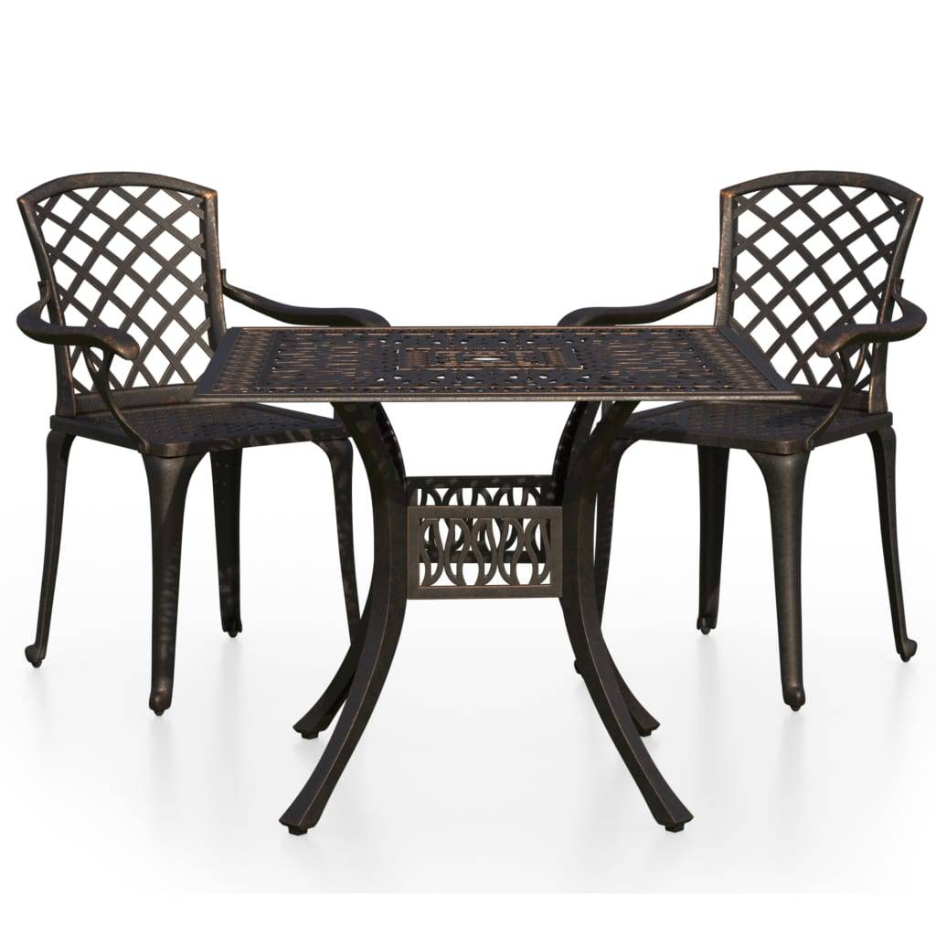 Helloshop26 - Ensemble de bistro jardin meuble extérieur terrasse 3 pièces aluminium coulé bronze - Imagen 1