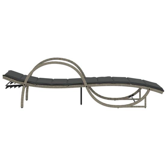 Chaise longue avec coussin gris clair résine tressée 60 x 199 x 42 cm - PANGIVO - Image 5