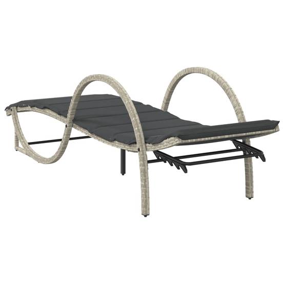 Chaise longue avec coussin gris clair résine tressée 60 x 199 x 42 cm - PANGIVO - Image 6