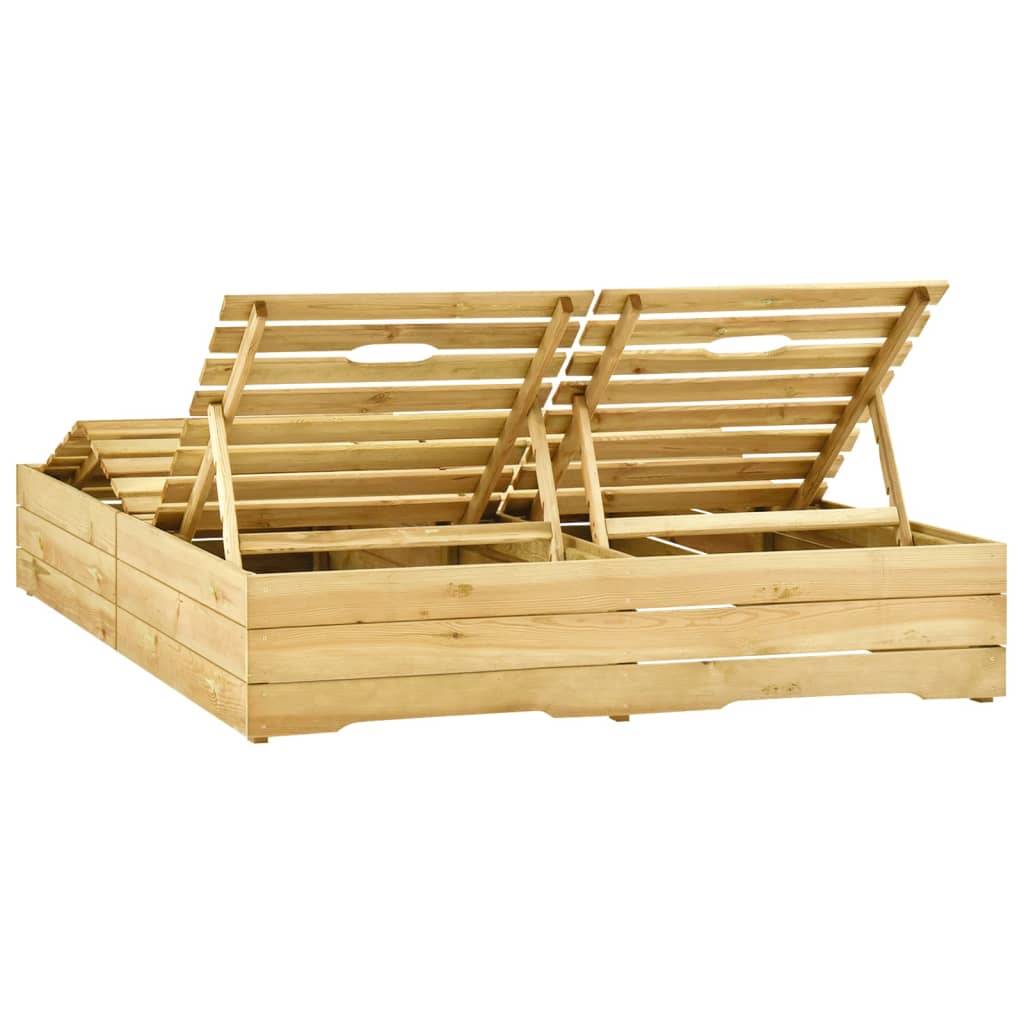 Helloshop26 - Transat chaise longue bain de soleil lit de jardin terrasse meuble d'extérieur double bois de pin imprégné de vert - Imagen 3