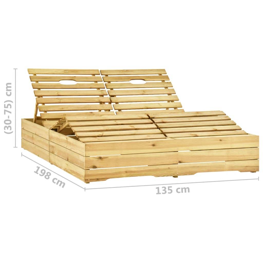 Helloshop26 - Transat chaise longue bain de soleil lit de jardin terrasse meuble d'extérieur double bois de pin imprégné de vert - Imagen 7