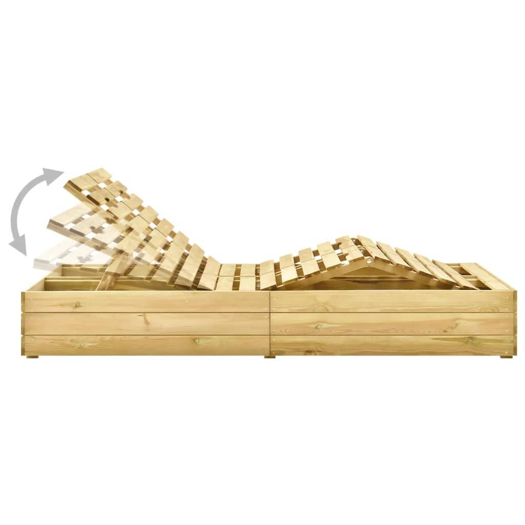 Helloshop26 - Transat chaise longue bain de soleil lit de jardin terrasse meuble d'extérieur double bois de pin imprégné de vert - Imagen 4