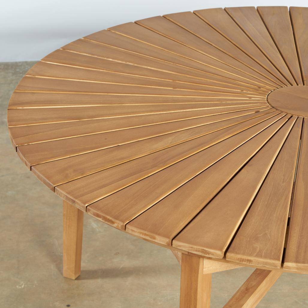 Table de jardin ronde en teck 150 cm Roxan - Image 6