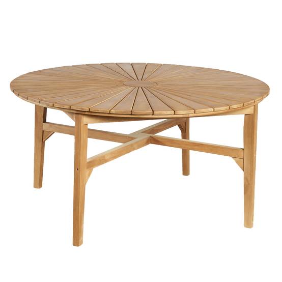Table de jardin ronde en teck 150 cm Roxan - Image 1