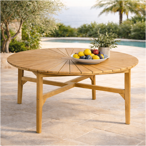 Table de jardin ronde en teck 150 cm Roxan - Image 2