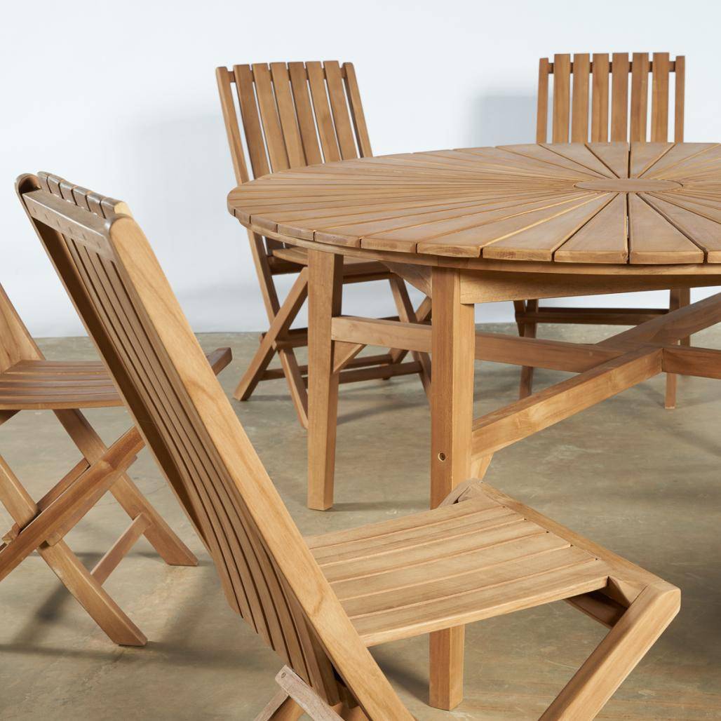 Table de jardin ronde en teck 150 cm Roxan - Image 9