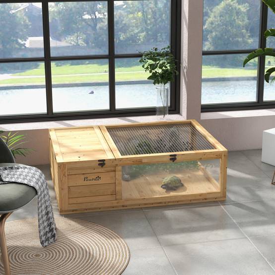 Enclos pour tortue bois jaune 91 x 60.5 x 32 cm - PANGIVO - Image 4